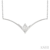 1/4 Ctw Chevron Bezel Marquise Cut Diamond Necklace in 14K White Gold